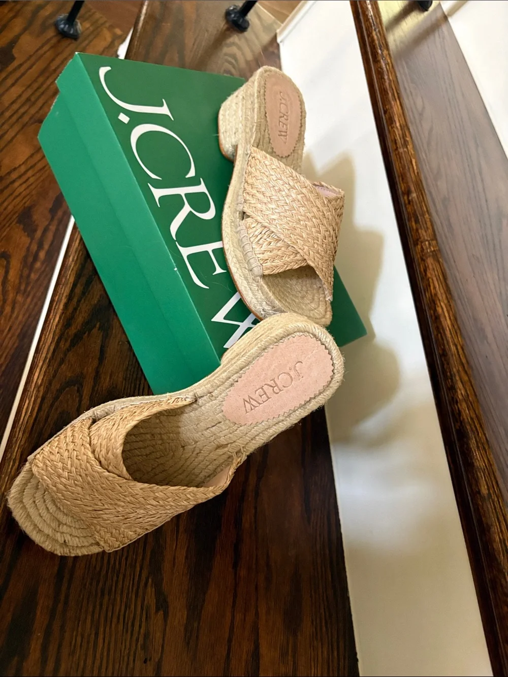 J. Crew Natural Braided Espadrille Slide Sandals